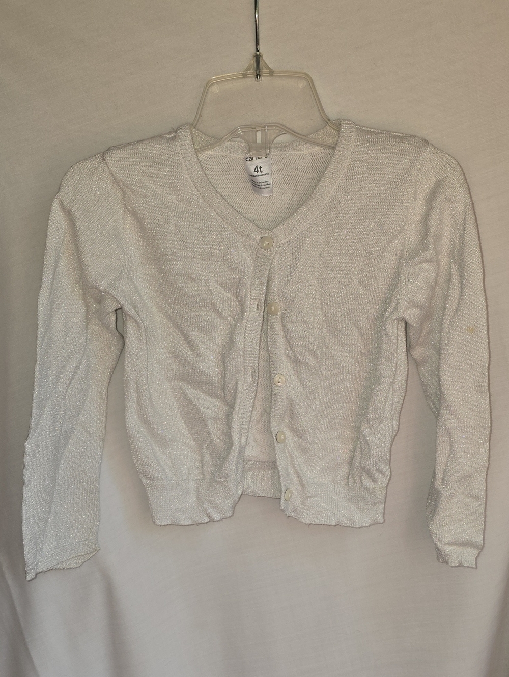 Carter's White Sparkle Knit Cardigan